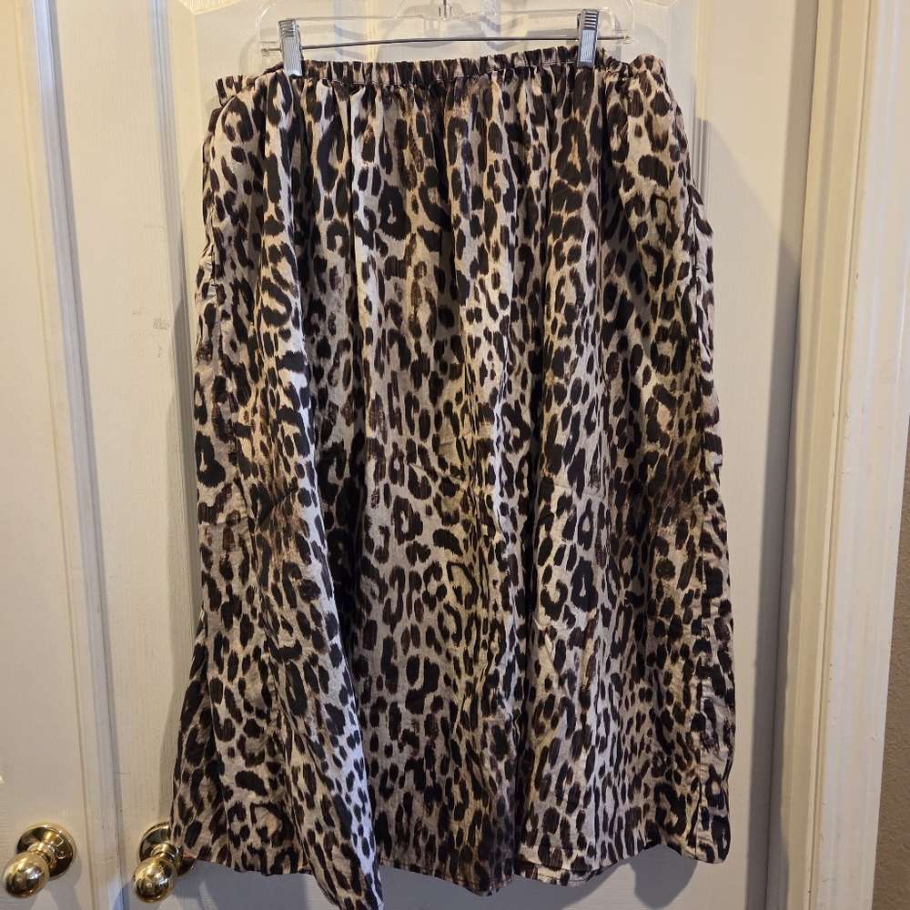 Simply Vera Wang Skirt MIDI Brown Cheetah Animal Print XL Safari Boho Bohemian
